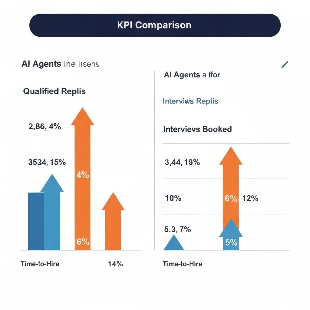KPI chart: qualified replies, interviews booked, and time-to-hire before vs. after AI agents in 2025.