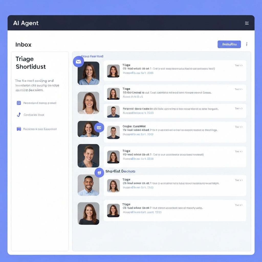 Screenshot: agent inbox triage for recruiter sourcing workflow