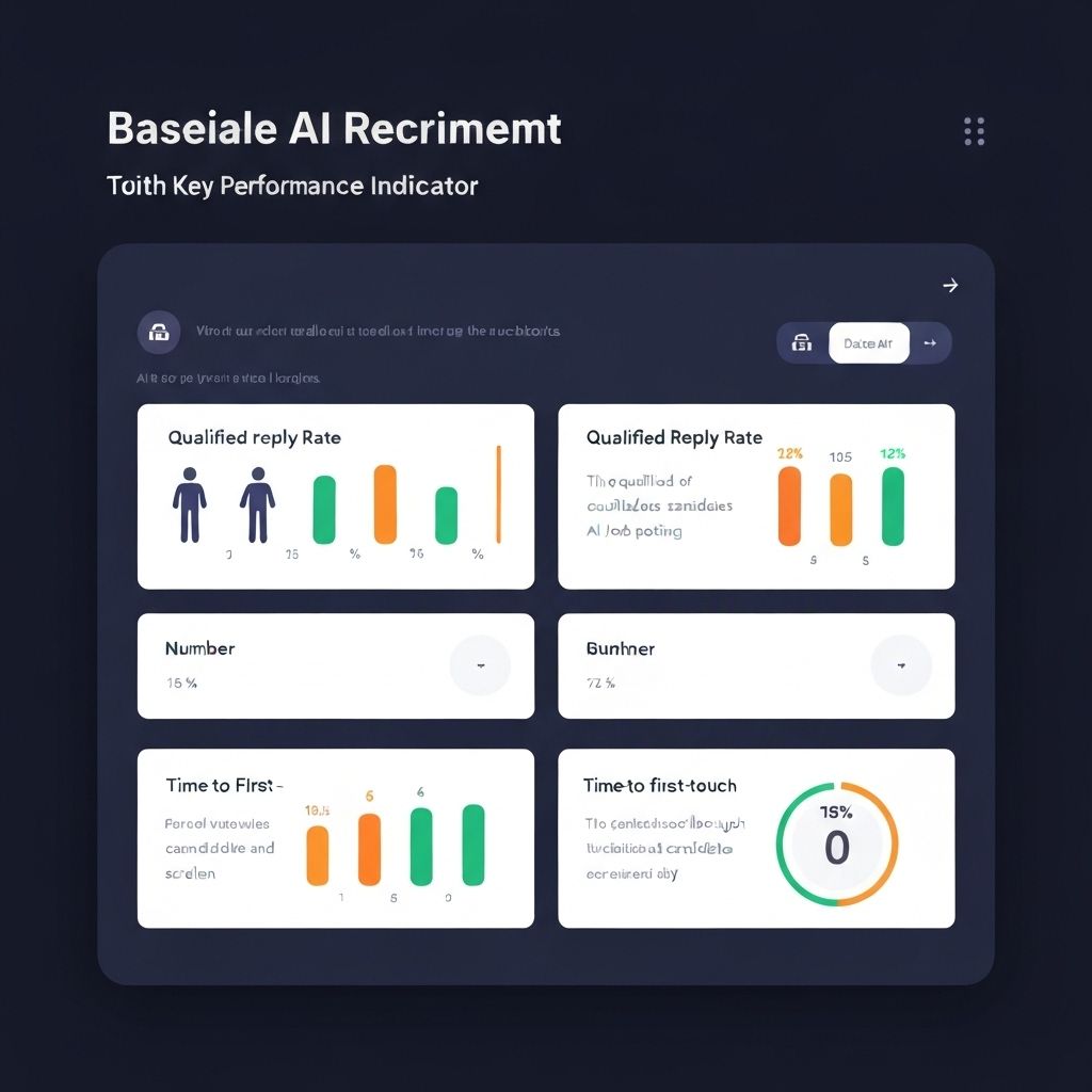 Screenshot: baseline KPI dashboard for AI recruiting (qualified replies, interviews, time‑to‑first‑touch).