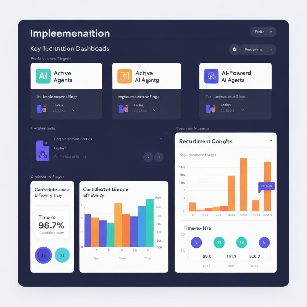 Screenshot: implementation dashboard showing agents, flags, cohorts, and KPIs.