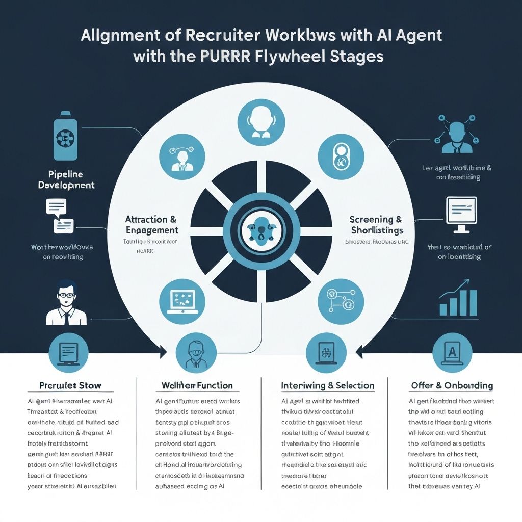 Stage mapping diagram: PURRR AI Flywheel aligning staffing workflows to agent capabilities.
